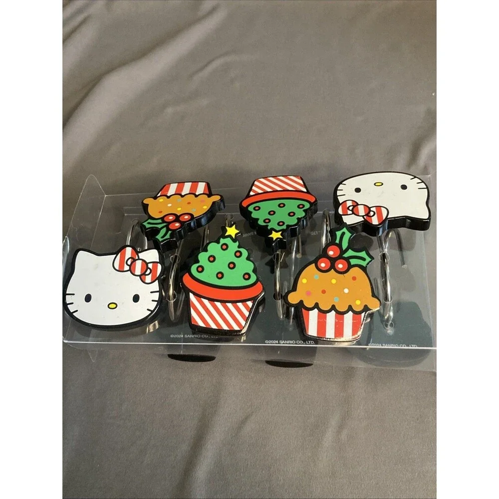 Hello Kitty Shower Curtain Hooks Set of 12 Sanrio 2017 Christmas Themed Holiday